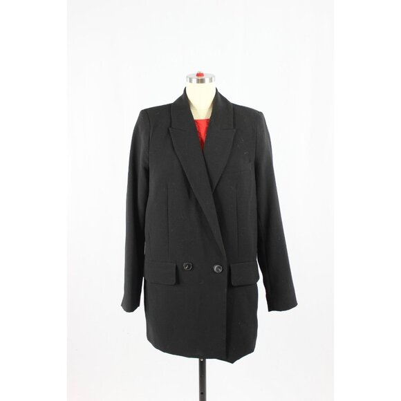 ZARA Black Crepe Double Breasted Oversized Cocoon Blazer Suit Jacket, Size M - Picture 1 of 13